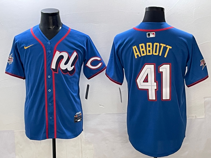 Men 2025 Cincinnati Reds #41 Abbott blue Nike MLB All Star jersey style 2